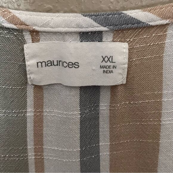 Maurices Multi Striped Button Front V Neck Short Sleeve Blouse XXL - Picture 3 of 10